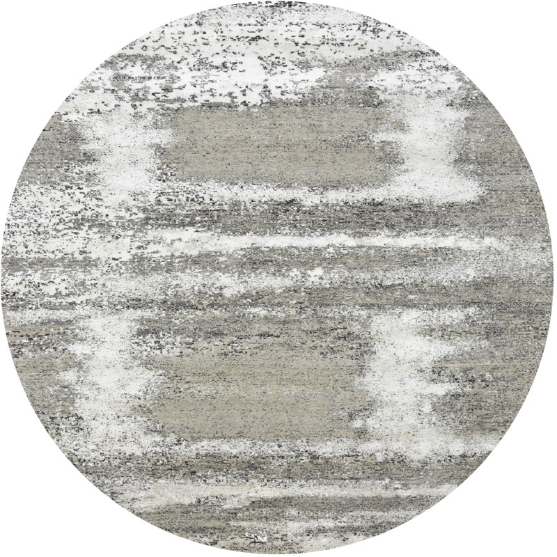 Tapis gris/blanc, Rond 3 pi