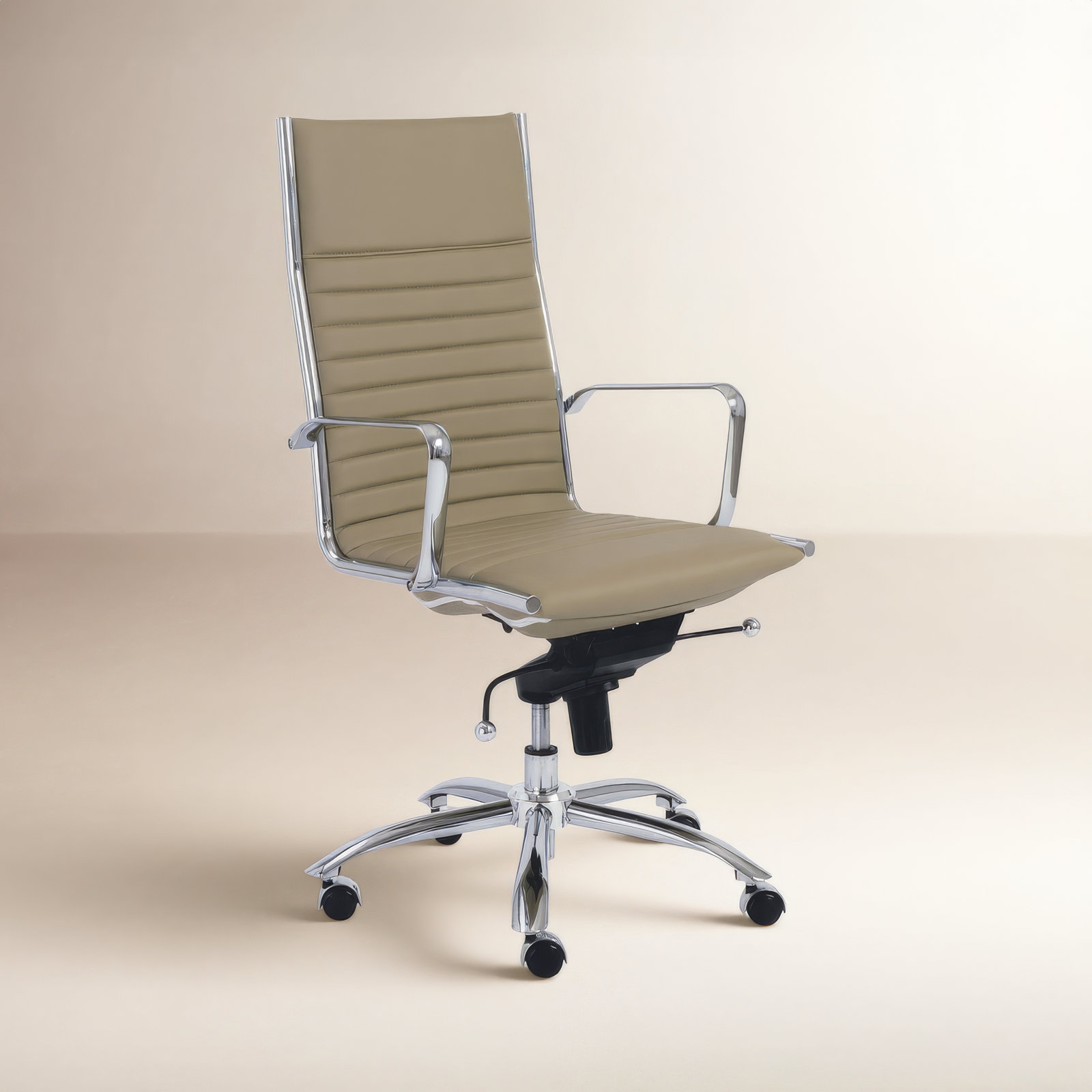 Naida Swivel Office Chair, Taupe, Chrome