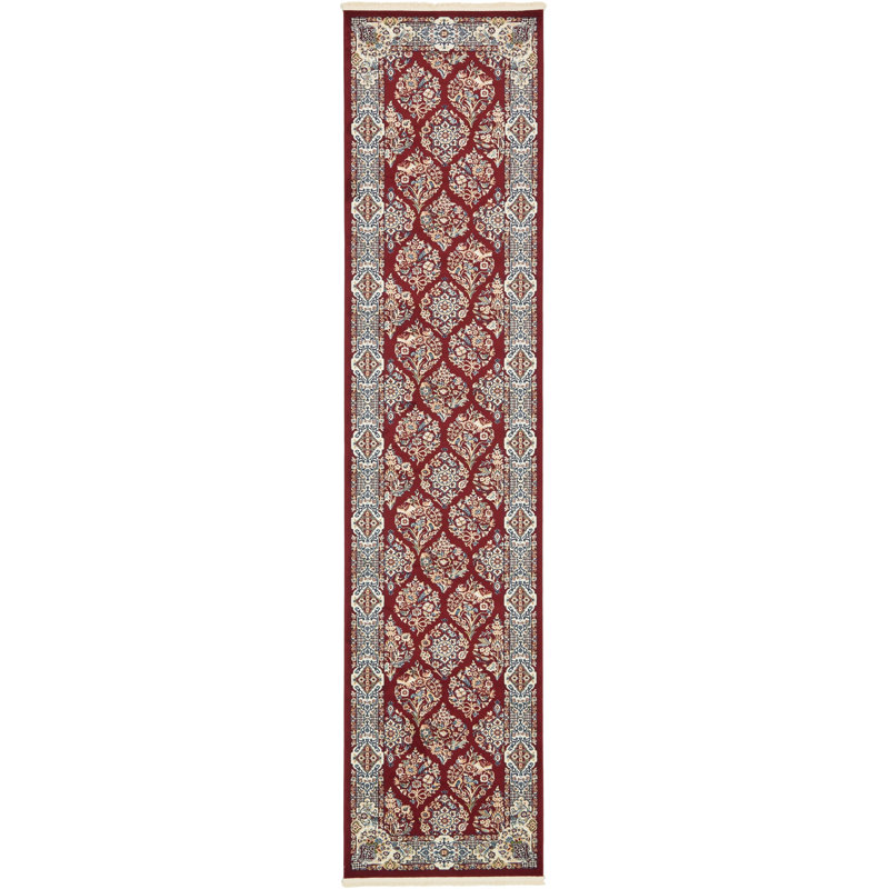 Tapis oriental bourgogne / beige Jackson, Tapis de couloir 2 pi 11 po x 13 pi 1 po