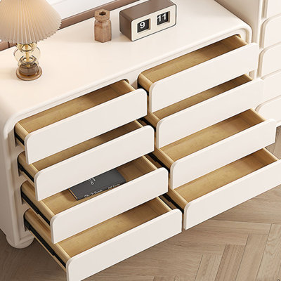 Cream-colored minimalist drawer storage cabinet