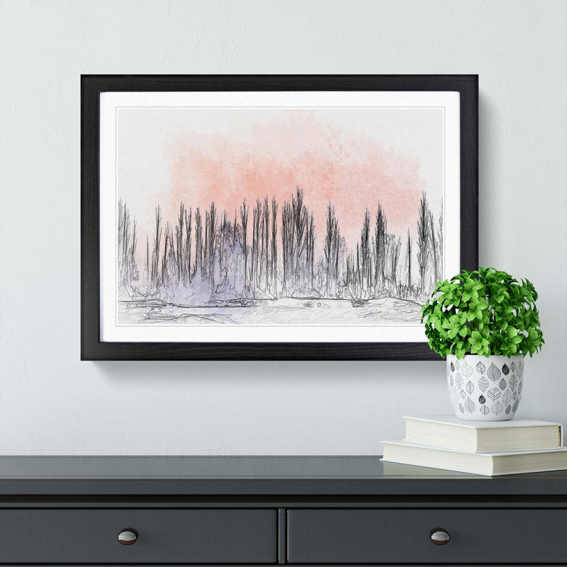 A Winter Forest in Abstract - Framed Print, 36cm H x 48cm W x 2cm D, Black Framed