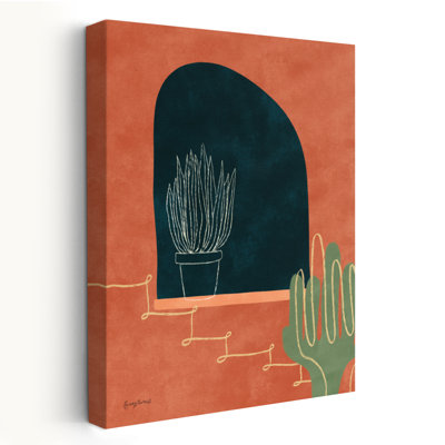 Montagneux I - art abstrait cactus bleu