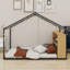 Lit sur pied avec tablette de rangement et lumières DEL, lit en métal avec toit et lattes pour enfants, adolescents-1163137590-1163137585