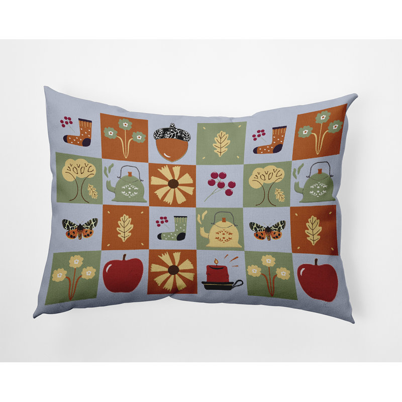 Coussin décoratif intérieur / extérieur Fall Windows, Bleu brumeux, H 14 po x l 20 po, Rectangle