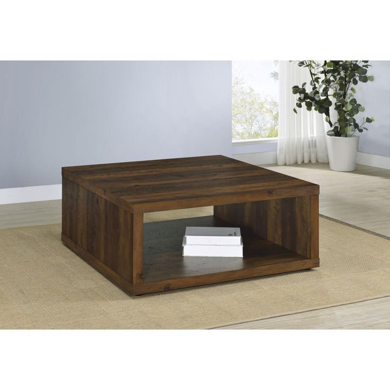 Table basse carrée en bois d'ingénierie Jerrell, Pin foncé