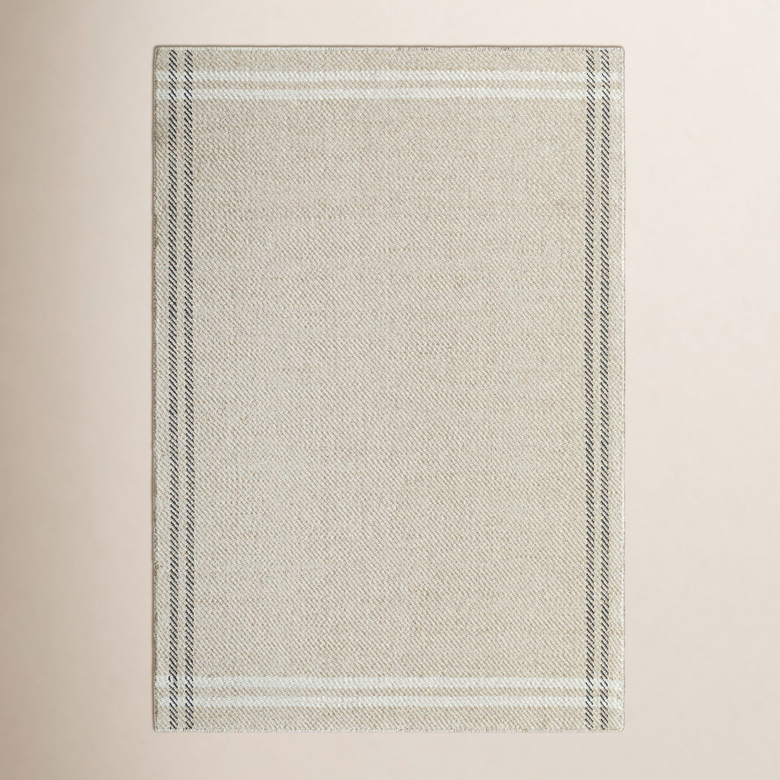 Lavande Wool Area Rug in Ivory/Black/Beige, Rectangle 3'6" x 5'6"