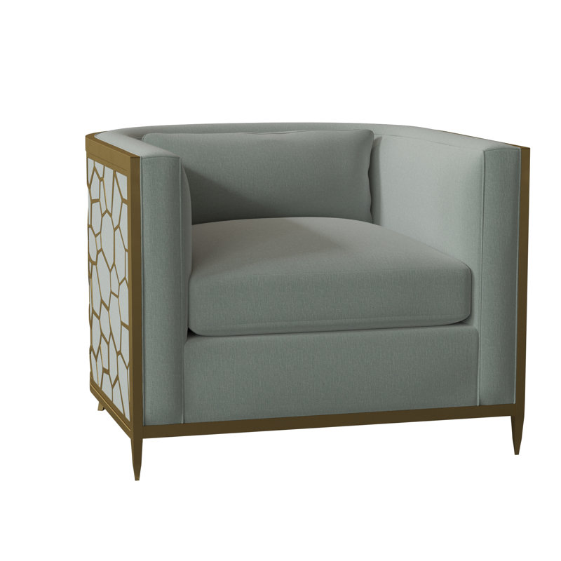 Caracole Upholstery Barrel Chair, Off-white Linen, Gold
