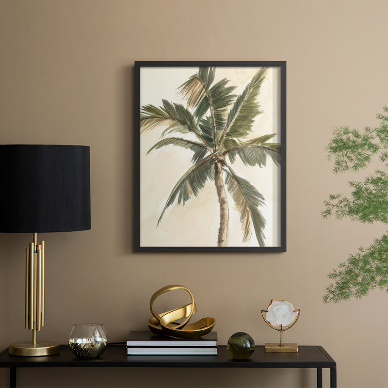 «Antique Watercolor Palm Study II», reproduction encadrée - bois massif, Noir, noir, noir, noir, H 30 po x l 24 po