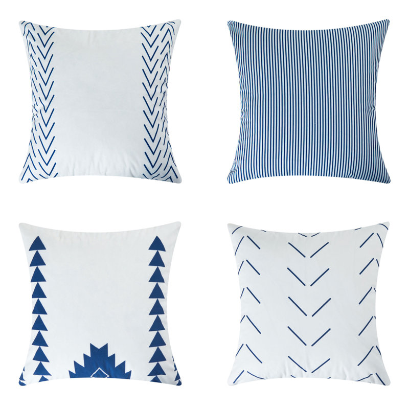 Lendsey Appliqued Outdoor Pillow Cover, Navy