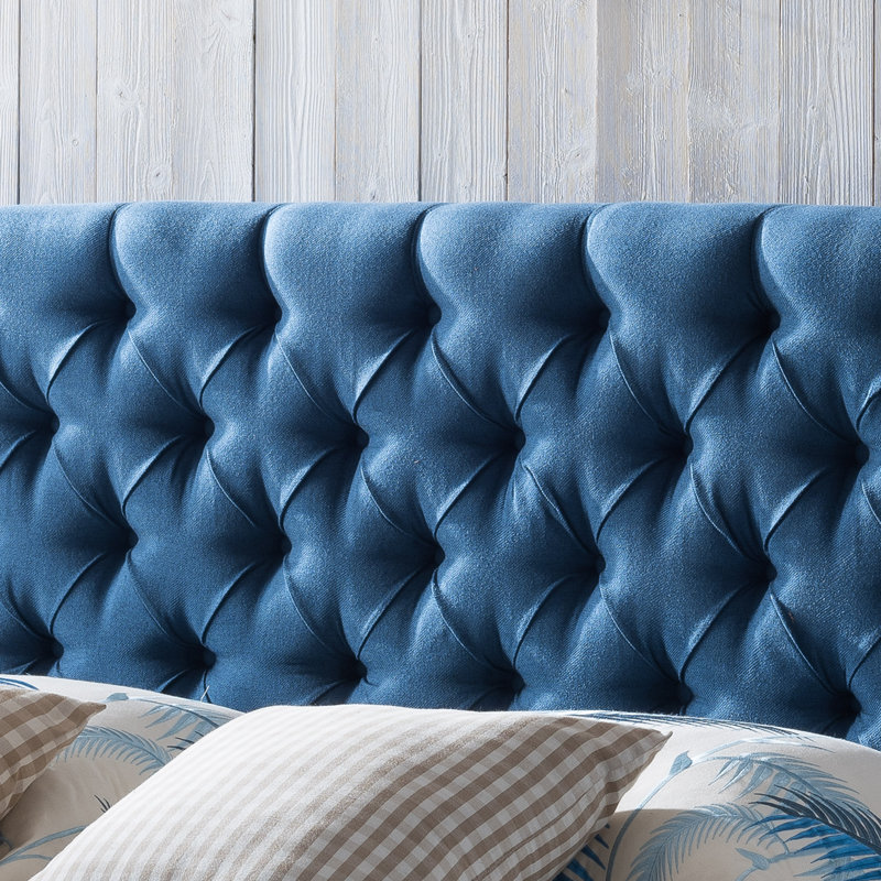 Billings Upholstered Headboard, Dark Navy, Queen