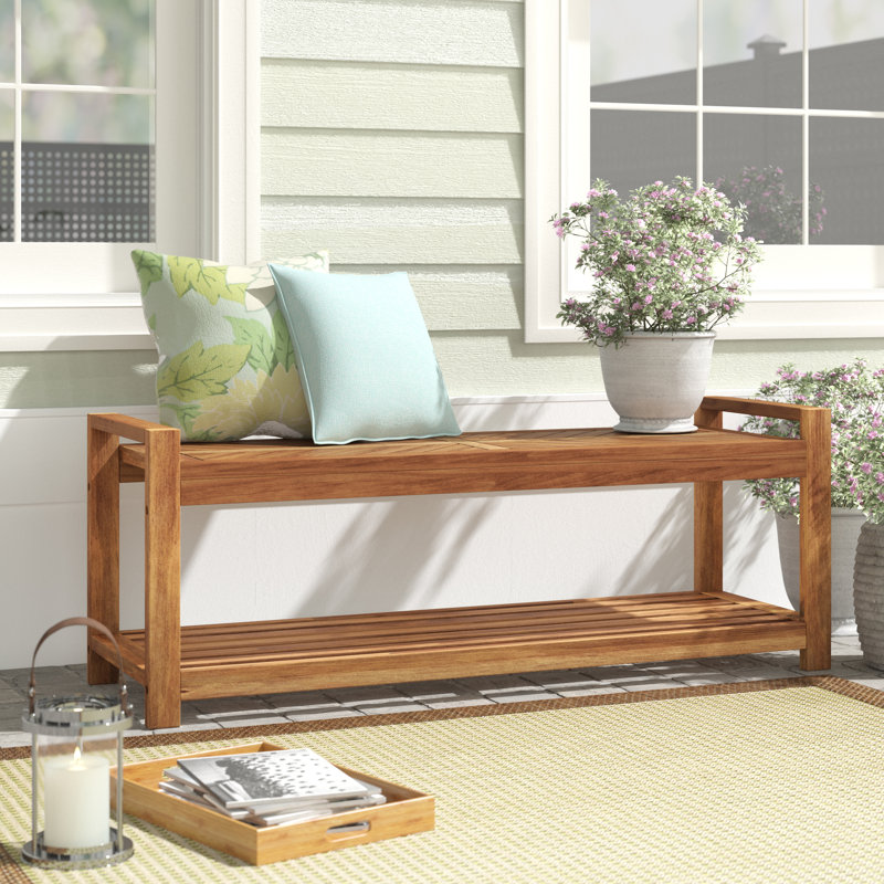 Abhithi Solid Wood Acacia Outdoor Bench, Brown