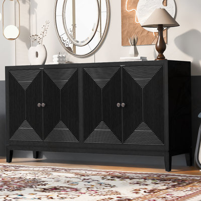 Sleek Storage Cabinet Sideboard Buffet with Vertical Line Design,Suitable for Study,Entrance and Living Room