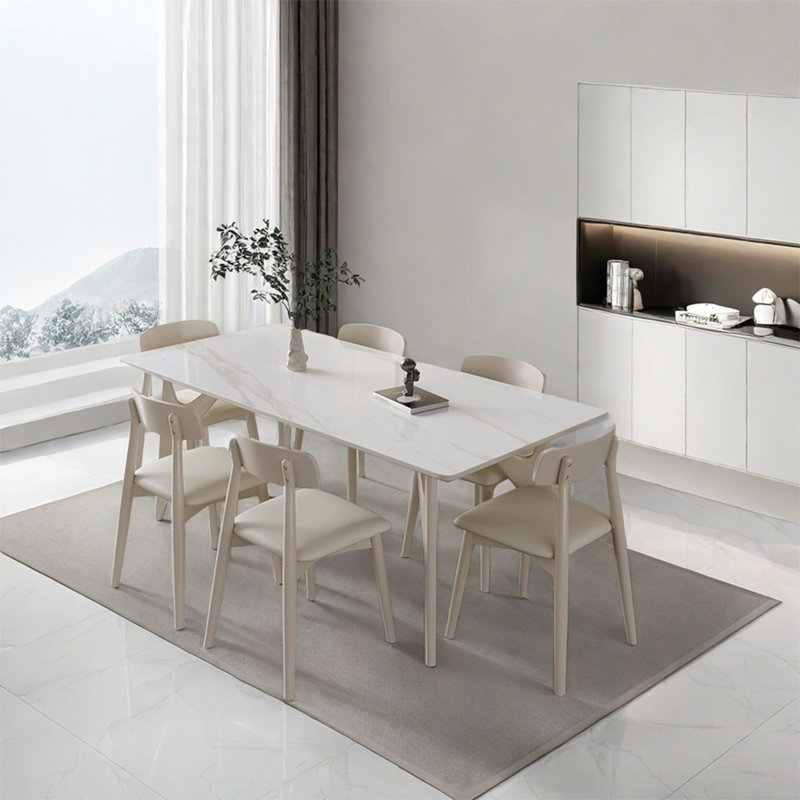 Household Modern simple rock plate dining table, 29.52"H x 55.11"L x 31.49"W