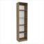 Pour les espaces de vie compacts et les bureaux à domicile, une bibliothèque mince en MDF à 5 niveaux en lin beige pour la décoration et le rangement des livres dans un style chêne naturel
