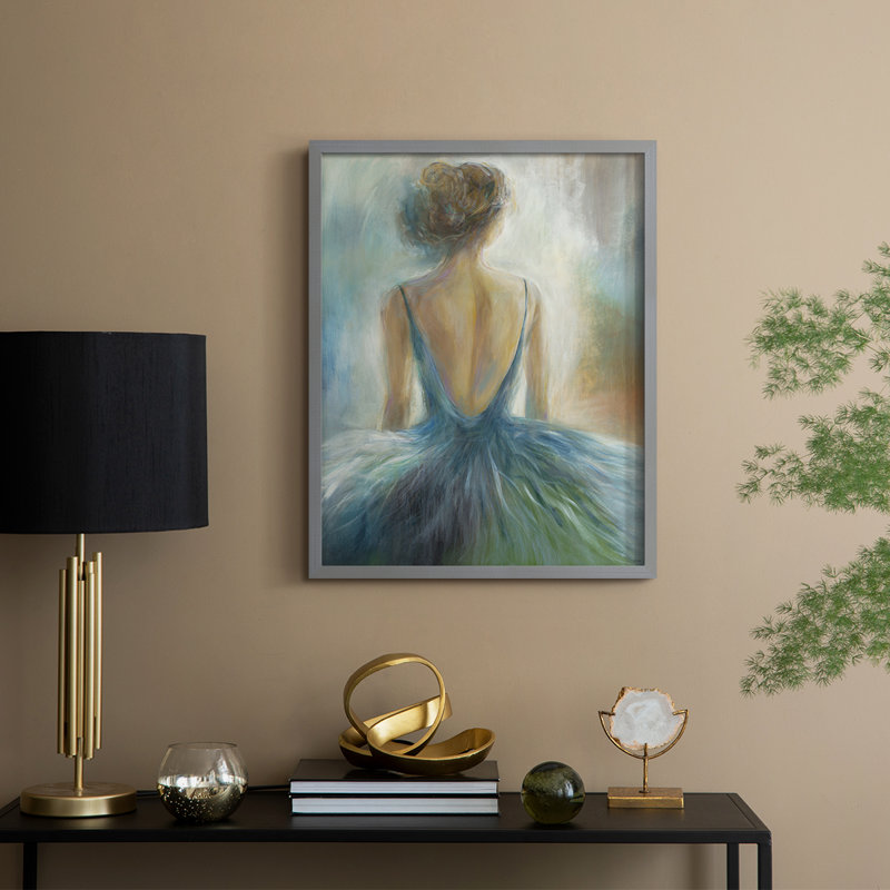 «Lady in Blue», reproduction encadrée - bois massif, H 21 po x l 17 po, Gris