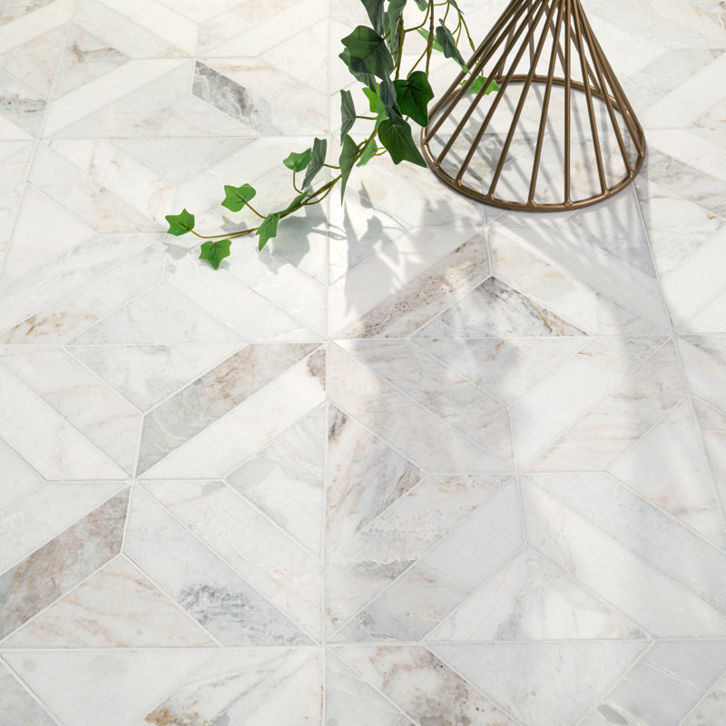 Castella de Blanc Elyx 12 in. x 12 in. Honed Marble Mosaic Floor and Wall Tile