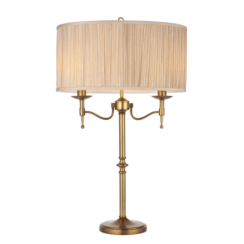 Emperador Metal Table Lamp, Antique Brass, Beige