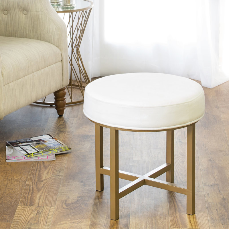Repose-pieds standard en velours 19 po Hadiqa, Bella en velours performance blanc