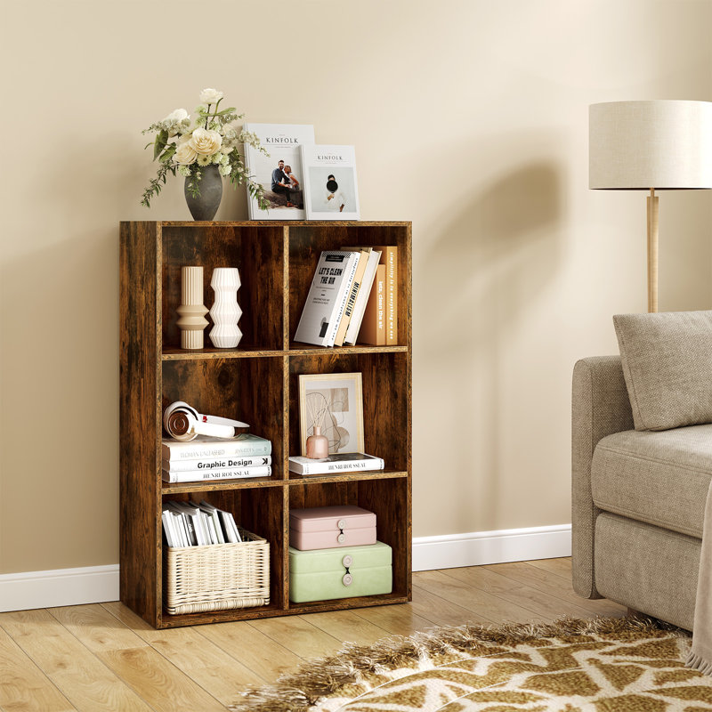 Cube Bookcase, (3 Shelves) 89cm H  x 59.5cm W  x 29cm D, Vintage Brown