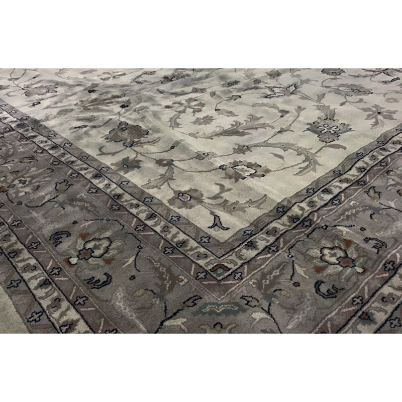 Tapis ivoire et beige noué à la main de haute qualité
