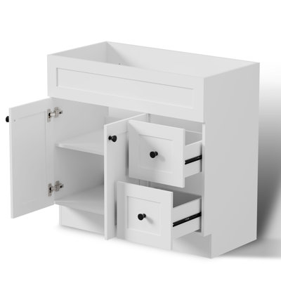Base de meuble-lavabo simple sur pied 36 po seulement, comptoir d'évier non inclus, assemblage requis