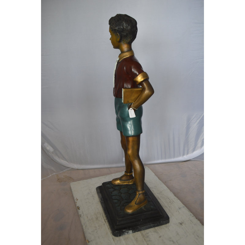 Statue Junia enfant tenant un livre