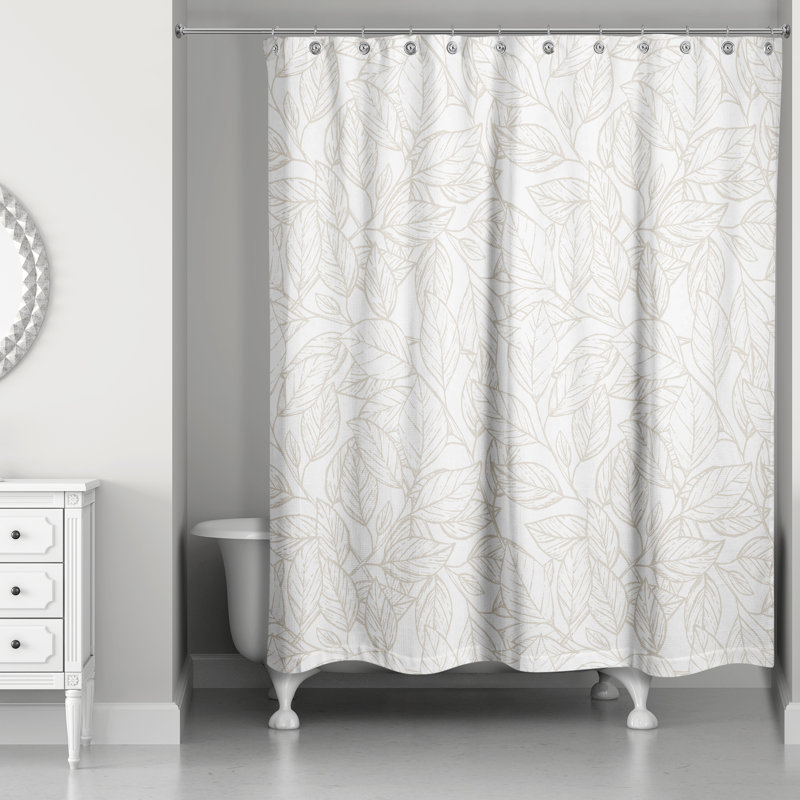 Deralyn Floral Shower Curtain, Beige