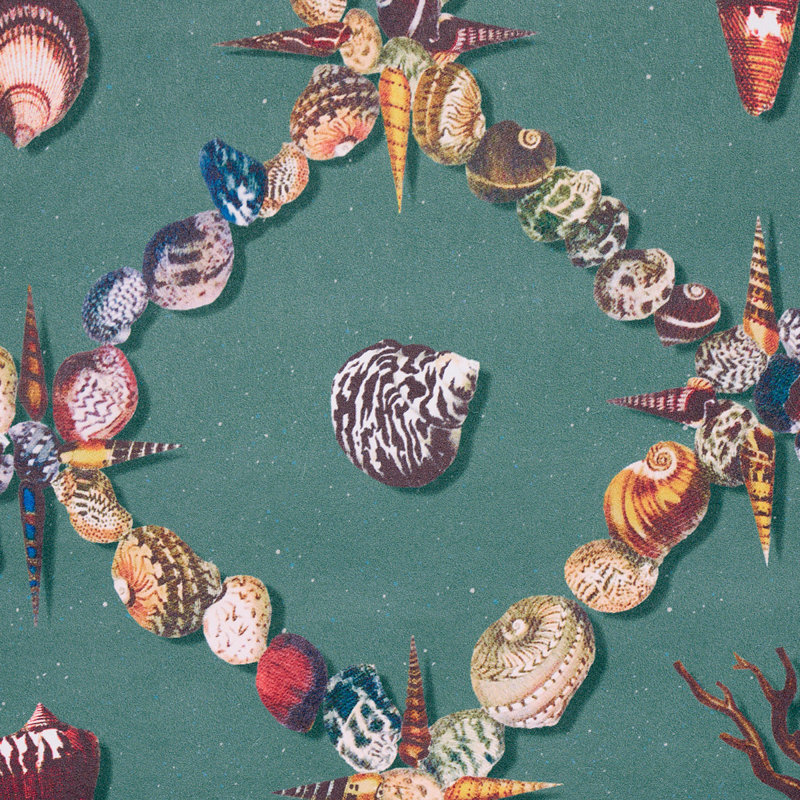 Schumacher x Charlap Hyman & Herrero / Pilar Almon Grotto Treillage Wallpaper, Teal