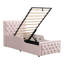 Kids Hydraulic Storage Bed 3FT Single Velvet 2 Piece Pink - Hydraulic Storage, LED Lighting, Headboard Storage