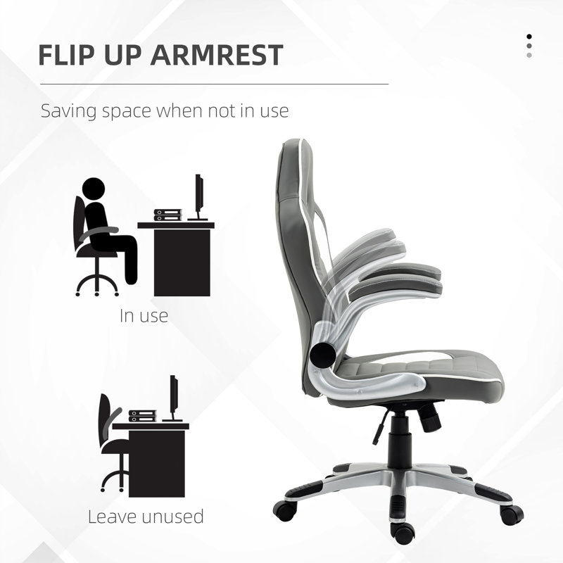 Inbox Zero Swiveling PC & Racing Game Chair, Grey