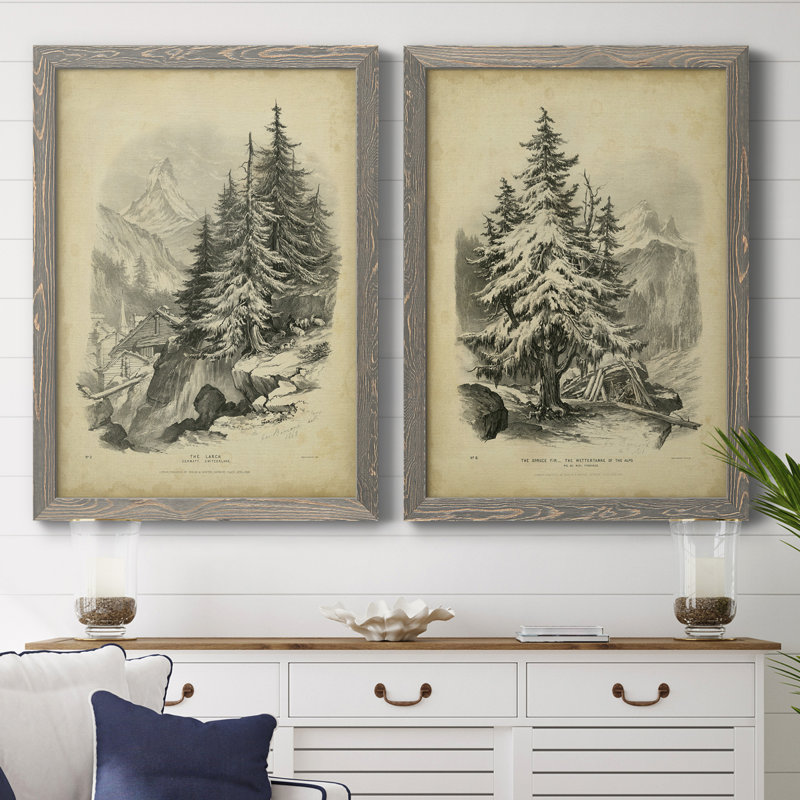 Toile encadrée de qualité supérieure The Larch, H 43,5 po x l 31,5 po x P 1 po, Toile avec cadre gris