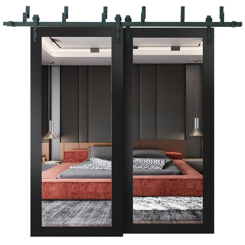 Portes coulissantes en verre à miroir Lucia, 84 po x 84 po