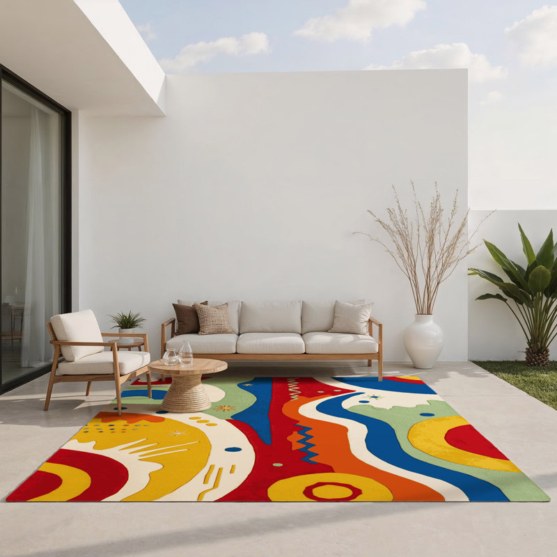 Snazzy Hoop Indoor And Outdoor Area Rug, Rectangle 3' x 5'