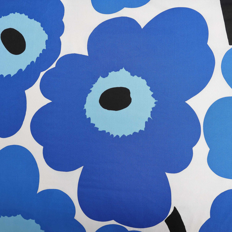 Ensemble de housse de couette en coton bleu Marimekko Unikko, Queen