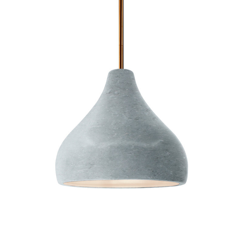 Luminaire suspendu à 1 lumière Meydan, H 7,25 po x l 8 po x P 8 po, Béton, Laiton antique