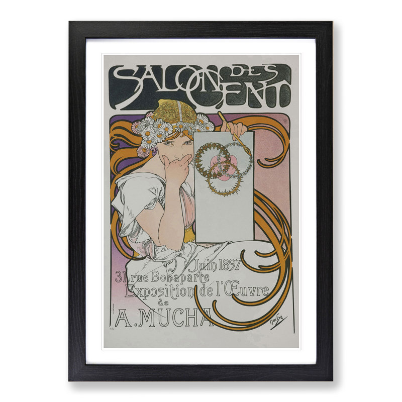 Salon des Cent Vol.1 by Alphonse Mucha - Picture Frame Graphic Art, 65cm H x 48cm W x 2cm D, Black Framed