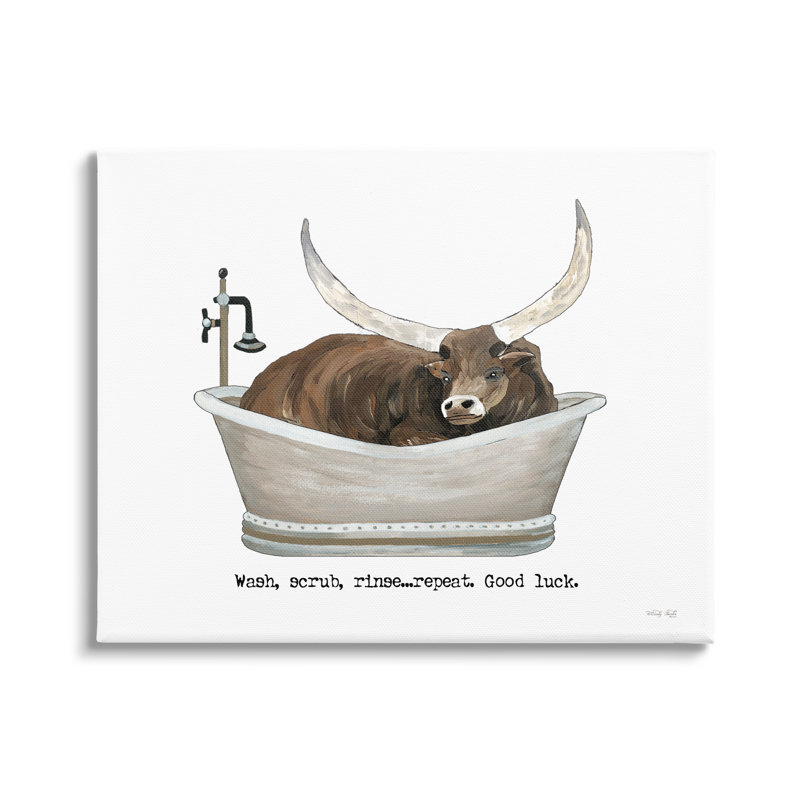 Impression sur toile tendue, "Longhorn", par Cindy Jacobs, Toile tendue, H 24 po x l 30 po x P 1,5 po