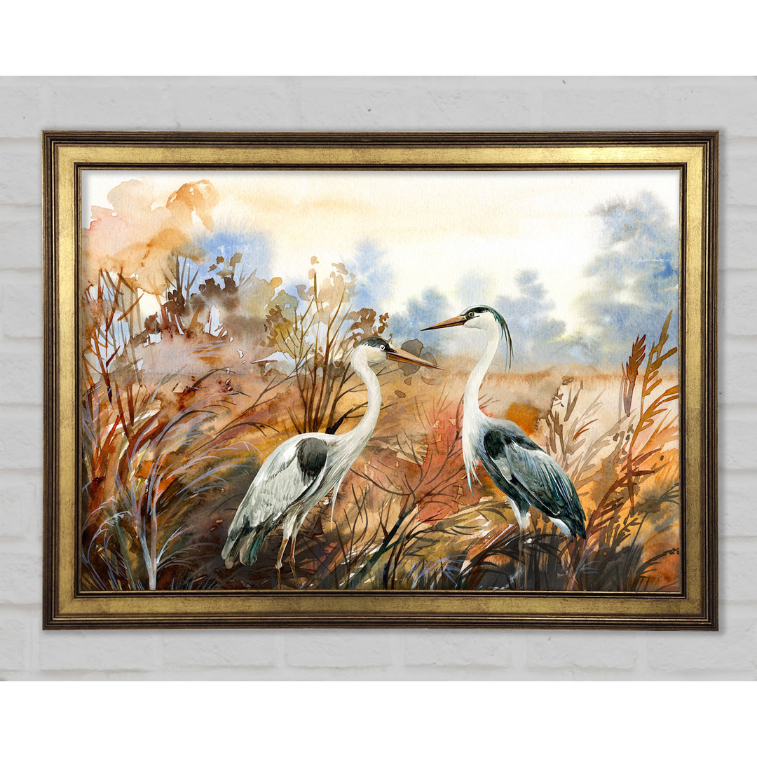 Herons In The Pond - Einzelne Bilderrahmen Kunstdrucke