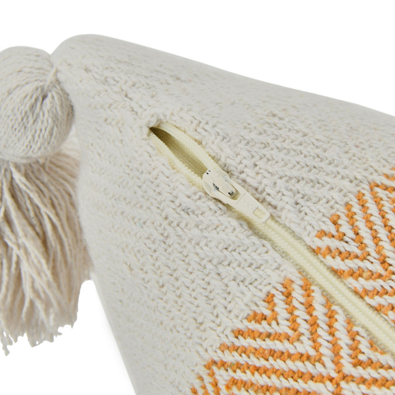 Woven Recycled Cotton Blend Lumbar Pillow Cover With Tassels