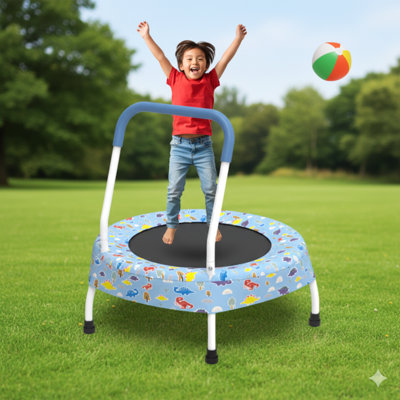 28-Inch Infant Trampoline Designed for Children Aged 1 and Above, Features a Comfortable Handle, Perfect Gift for Toddler Boys and Girls, Versatile Indoor/Outdoor Use.