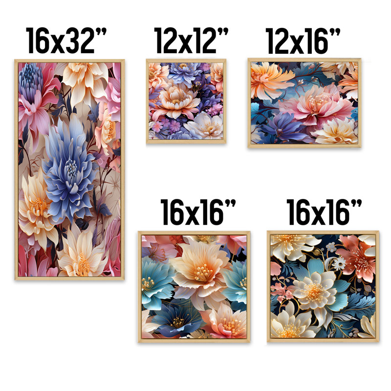 Ison - ensemble de 5 décorations murales florales, Cadre flottant brun