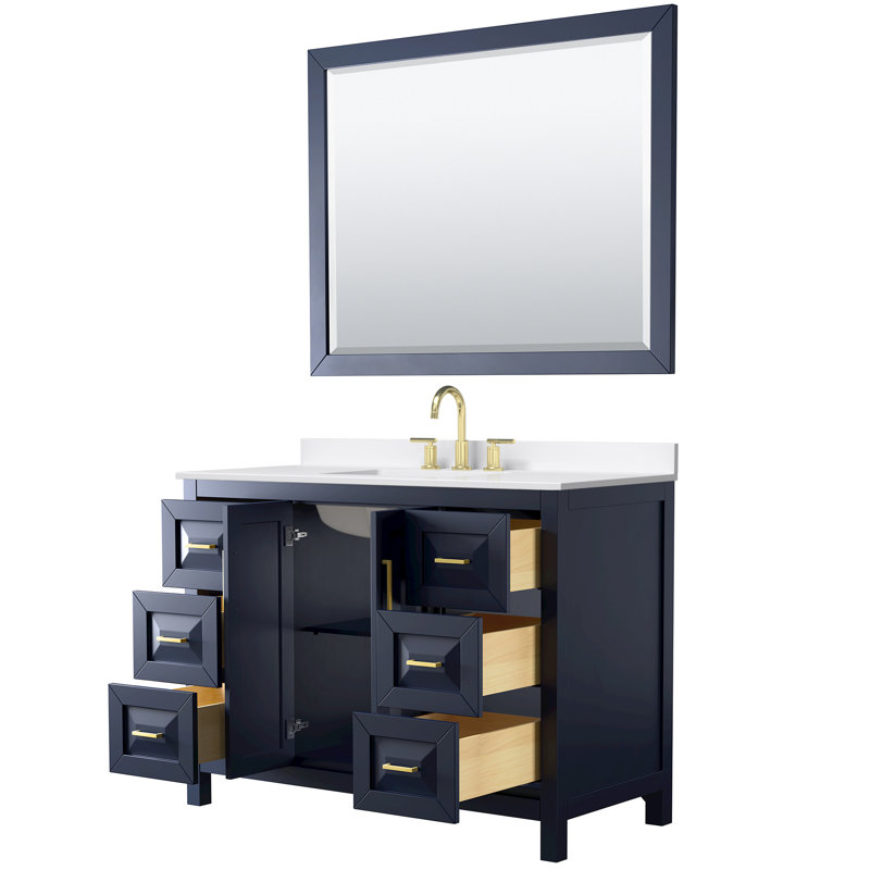 Daria 48'' W Vanity, Blue, Brushed Gold, Giotto Quartz