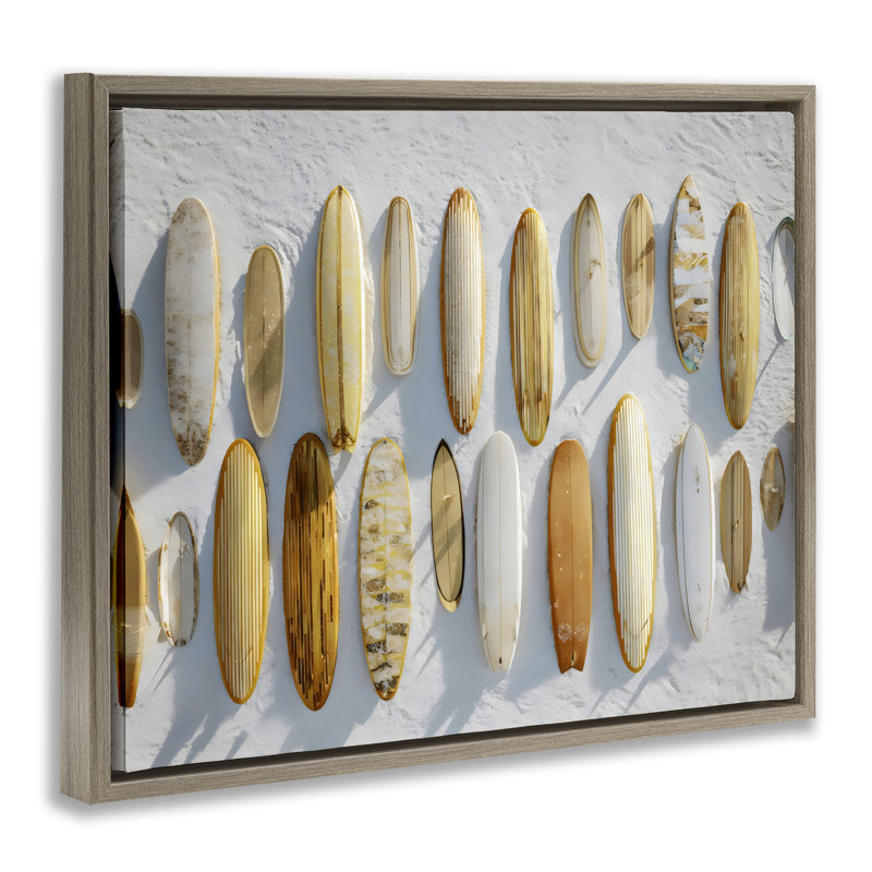 Cadre flottant de la collection Vintage Surfboard, design par Franklyn Gregory, Montalcino Elm Floater Framed, 25 x 31