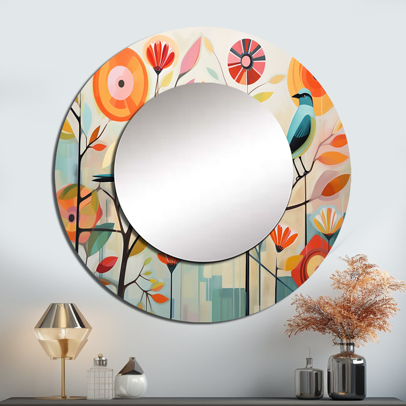 Vert Mid Century Mod Nature IV - miroir mural moderne unique Mid-Century, 23 po x 23 po