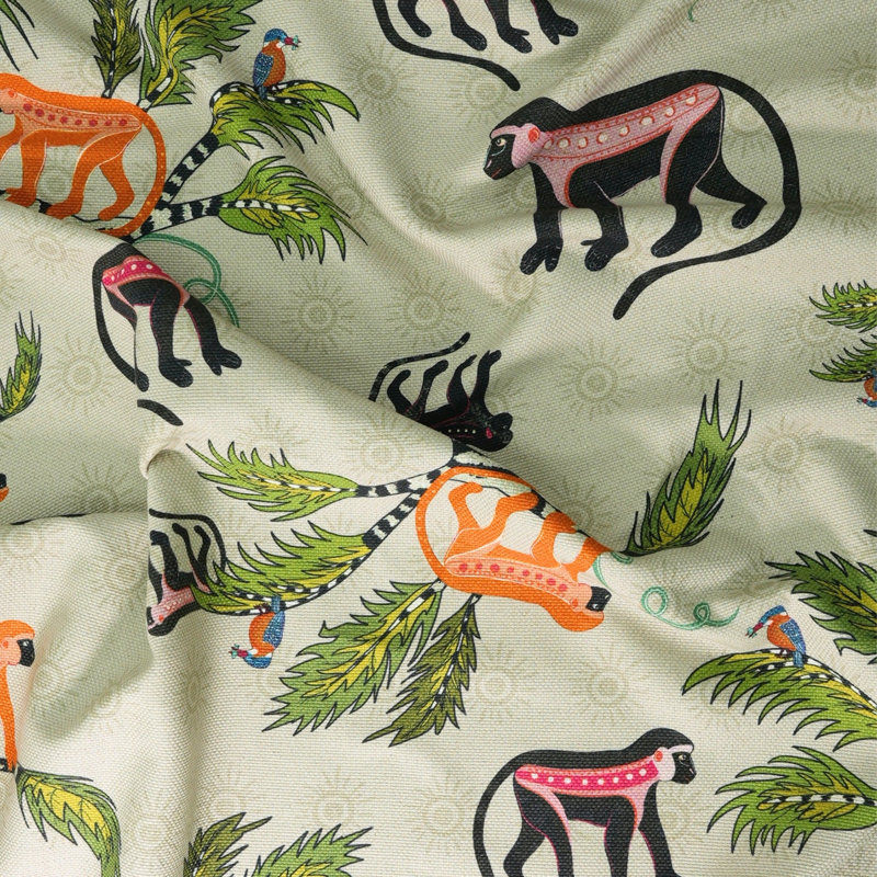 Monkey Palm Heavyweight Linen Fabric, Savannah;Mango