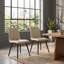 Ensemble de 2 chaises de salle à manger en cuir PU, beige avec pieds en bois massif et structure en fer