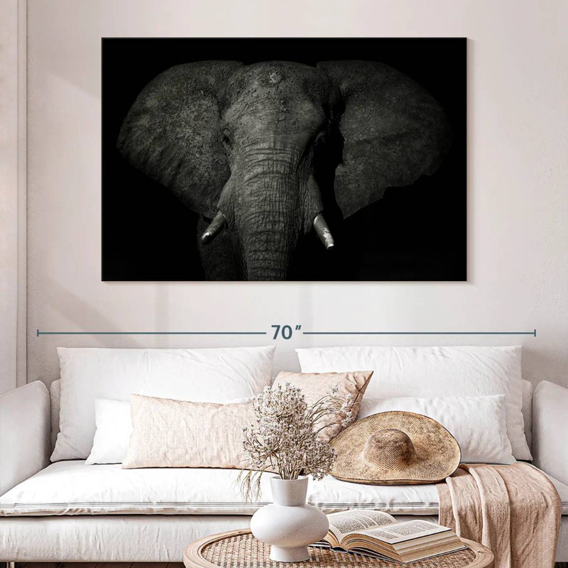 Brampt Mud Covered Elephant, 34" H x 51" W