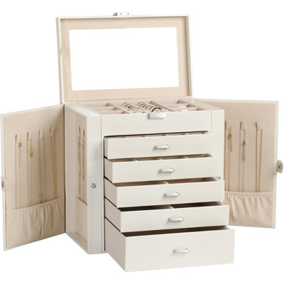 Large Jewelry Box,6-Tier PU Leather Jewelry Organizer