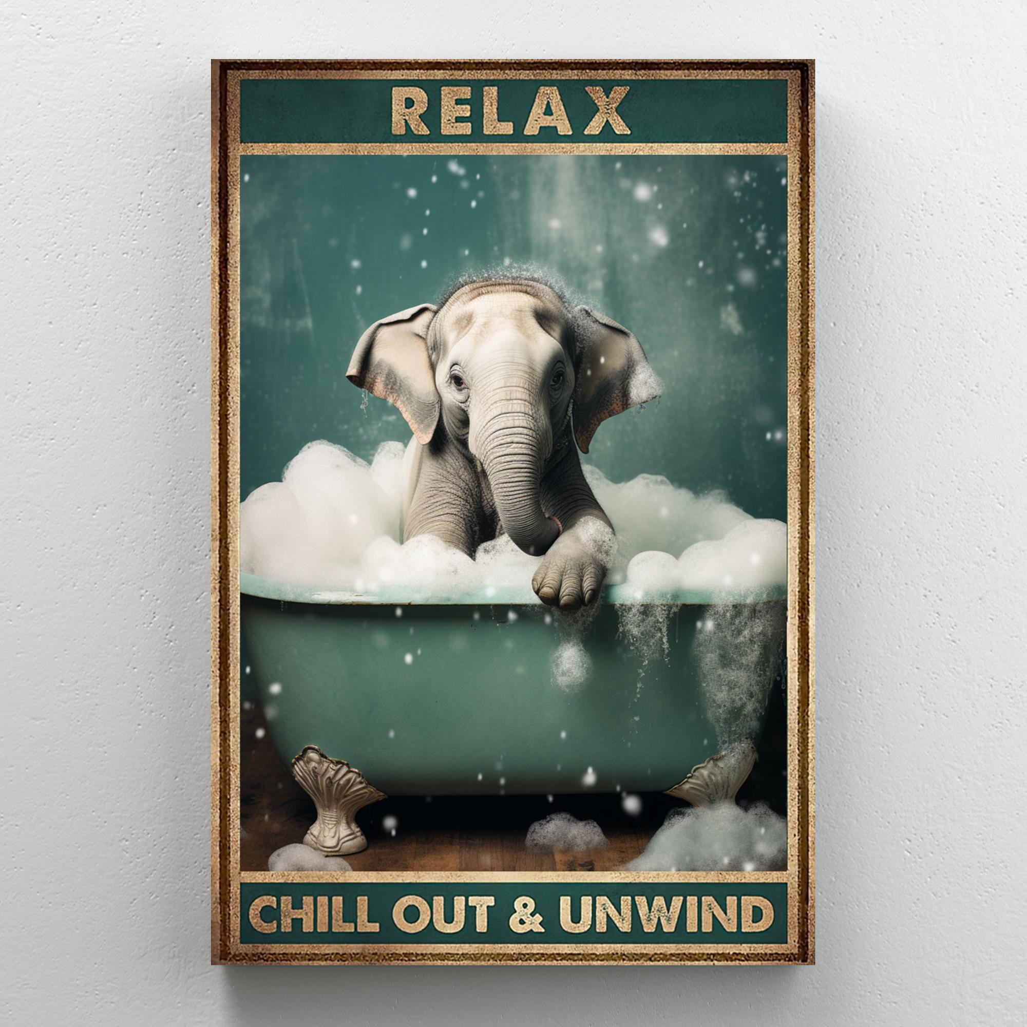 Trinx Elephant In Bathtub Relax - 1 Piece Rectangle Graphic Art Print ...
