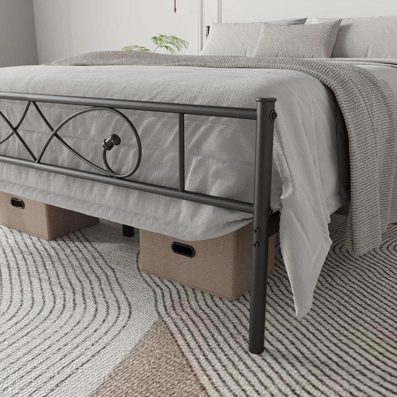 Platform Bed Frame with Unique Fist Design Headboard, Metal Frame, Under Bed Storage, No Box Spring Required, Noise-Free, Easy Assembly, Black